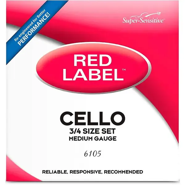 Струны для виолончели Super Sensitive Red Label Series Cello String Set 3/4 Size, Medium