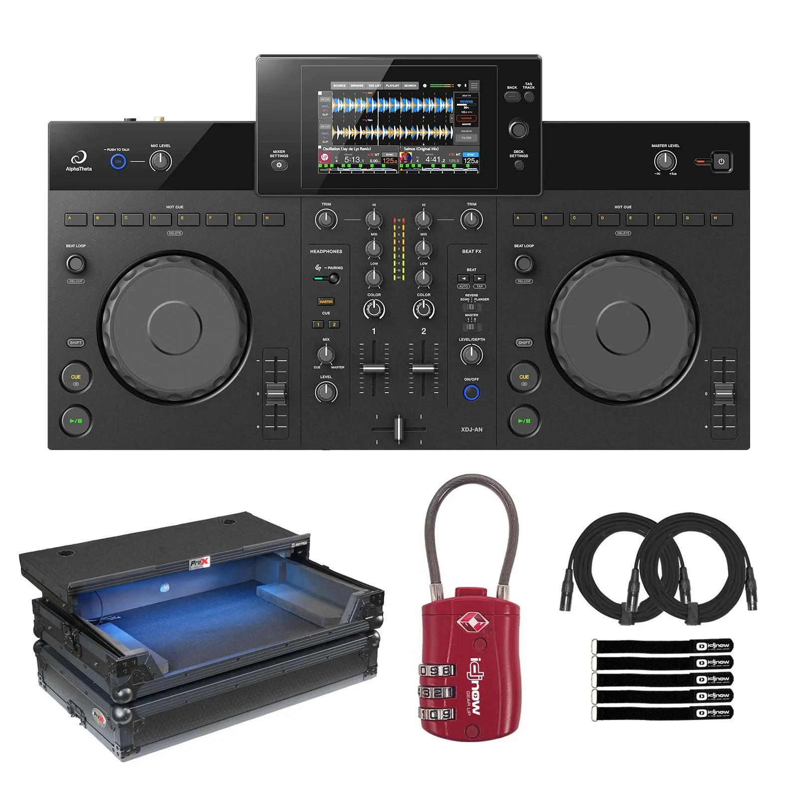 AlphaTheta XDJ-AN 2-Channel DJ System & Black Case with Shelf Package