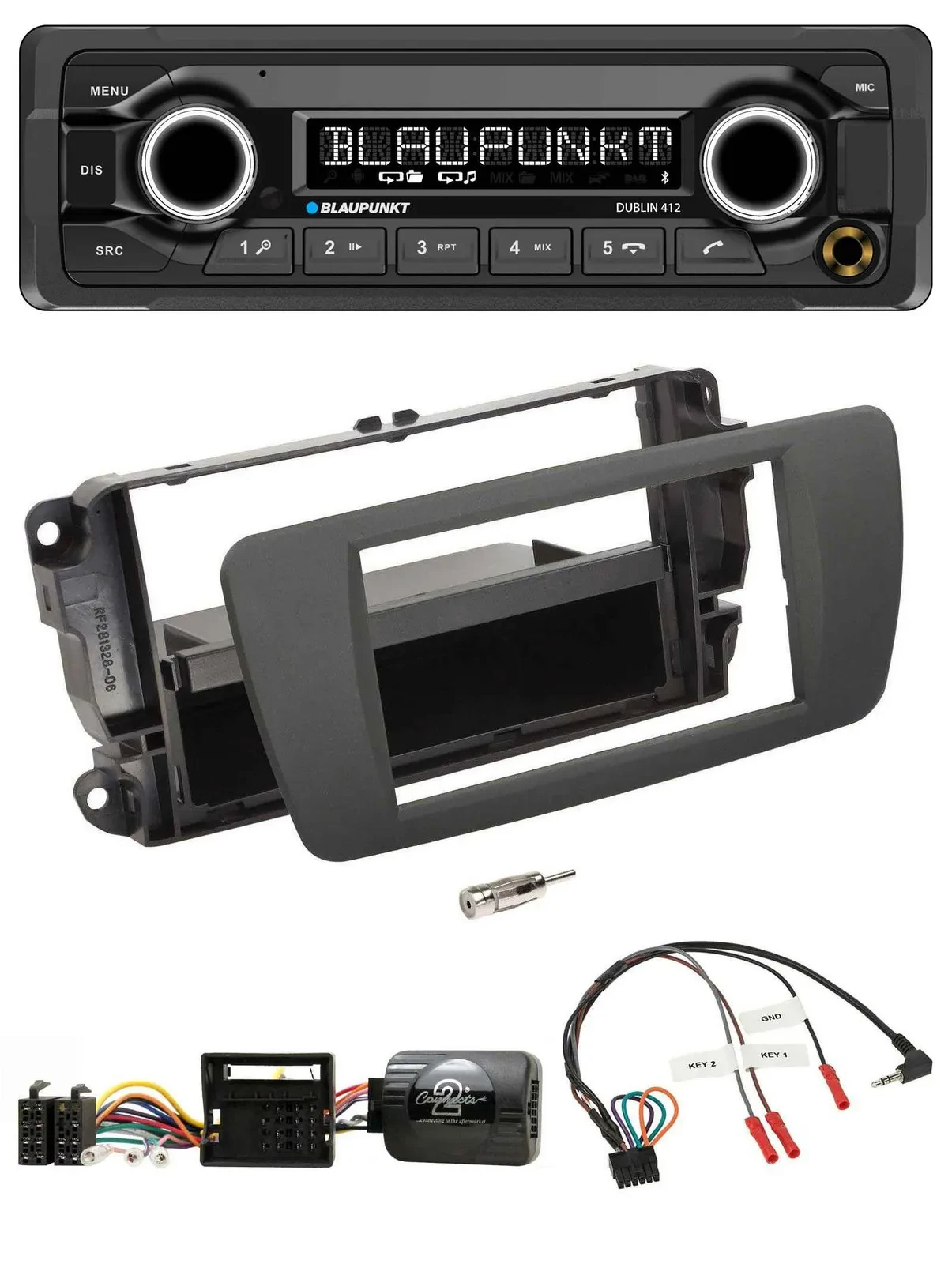 Blaupunkt MP3 Bluetooth USB Lenkrad Autoradio für Seat Ibiza tuam grey