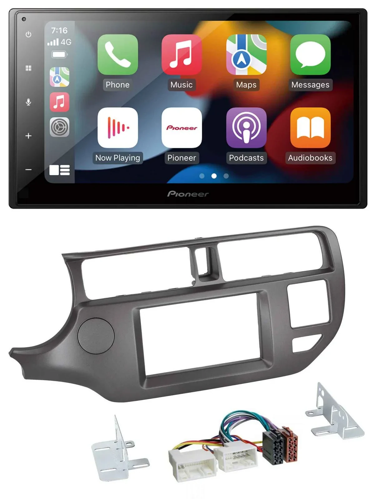 Pioneer DAB Bluetooth 2DIN USB MP3 Autoradio für Kia Rio UB 11-14 anthrazit