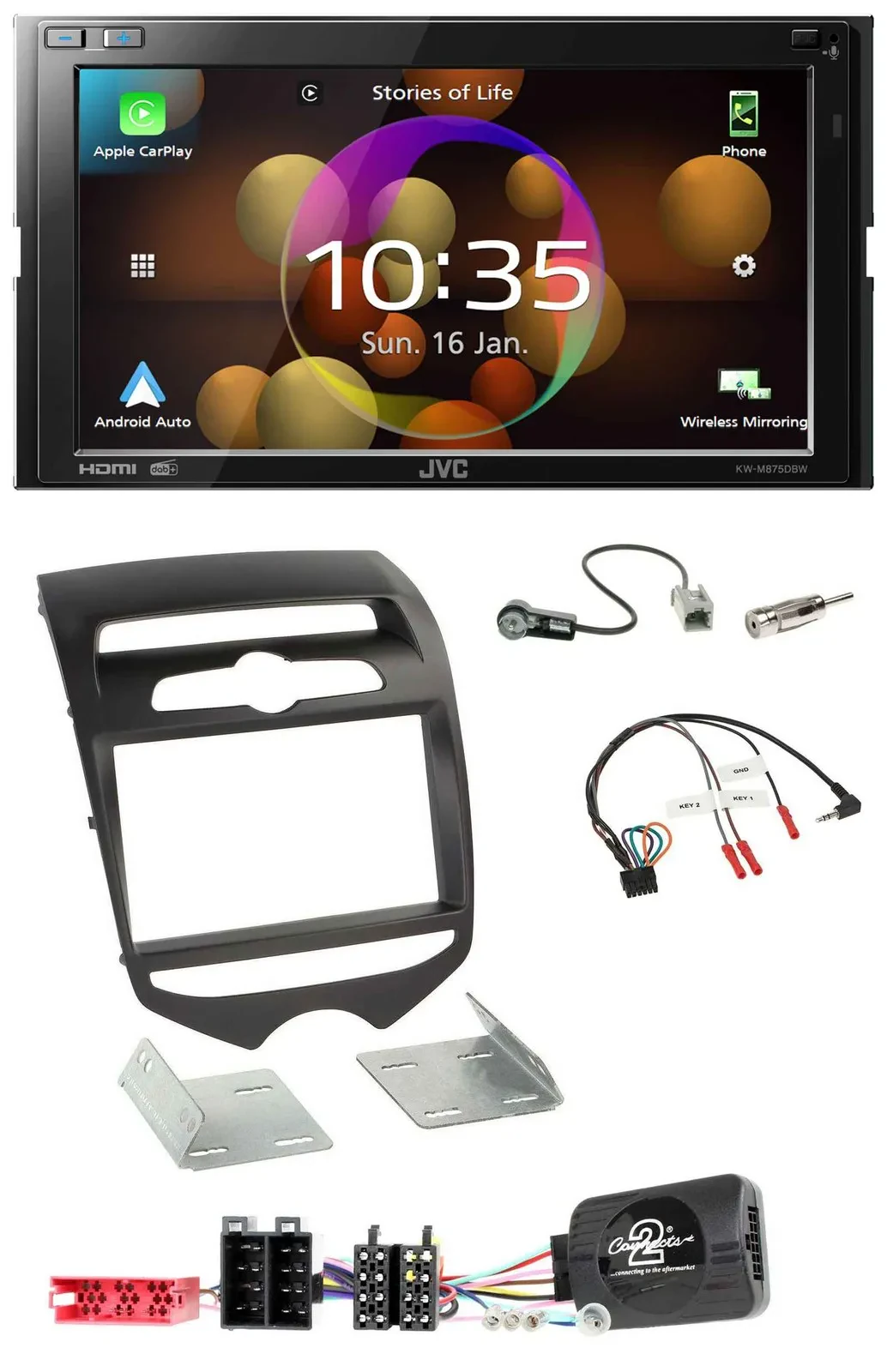 JVC DAB Lenkrad 2DIN Bluetooth USB Autoradio für Hyundai ix20 ab 2010 man. Klima