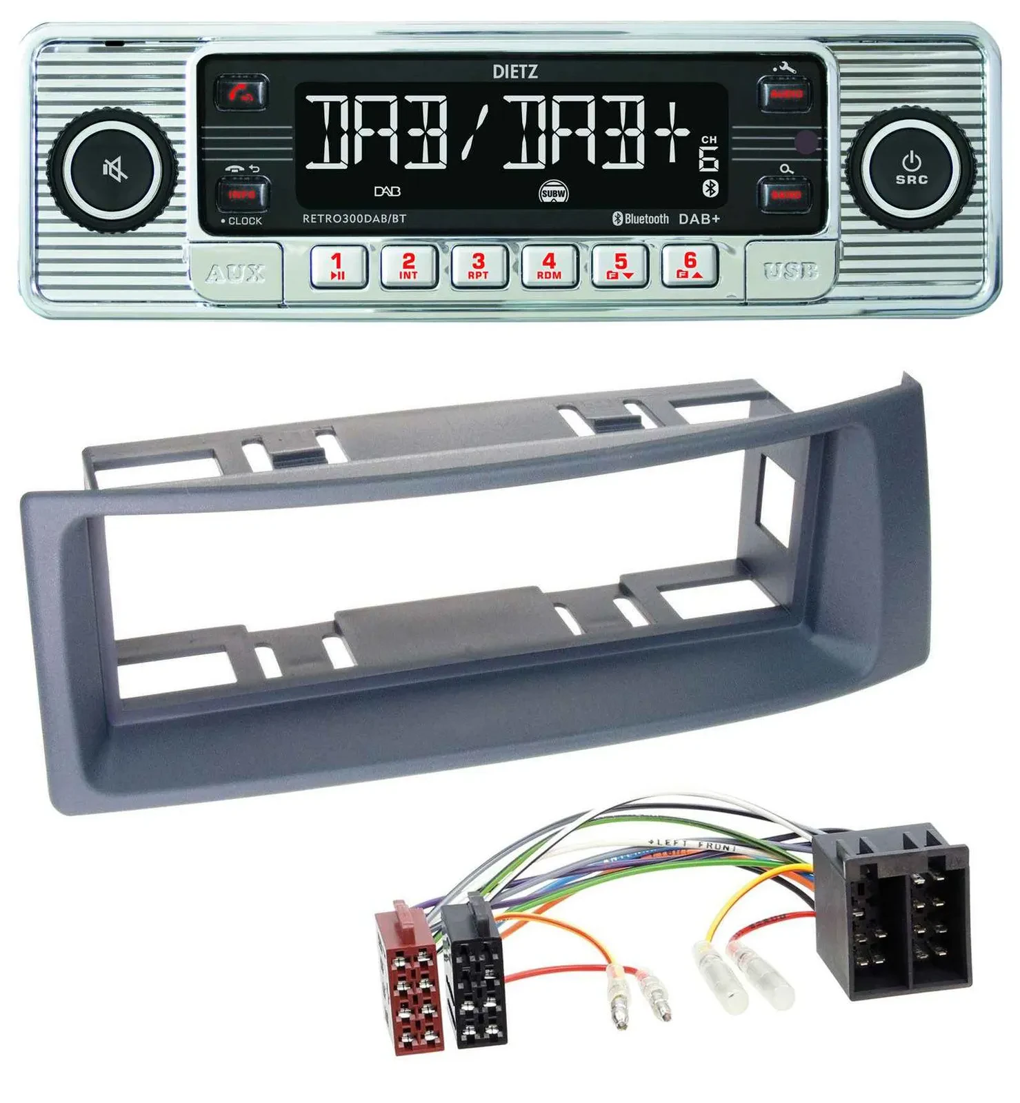 Dietz Bluetooth MP3 DAB USB Autoradio für Renault Scenic Megane bis 03 grau