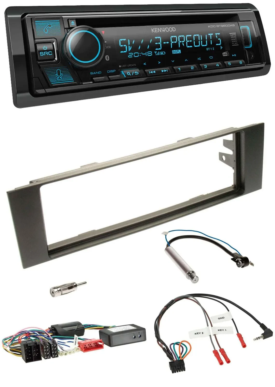 Kenwood Bluetooth USB CD Lenkrad DAB Autoradio für Audi A3 03-06 Teilsystemadapt