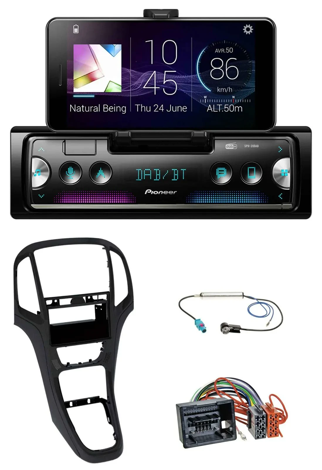 Автомагнитола Pioneer USB MP3 Bluetooth DAB для Opel Astra J (с 2009), перламутрово-чёрный
