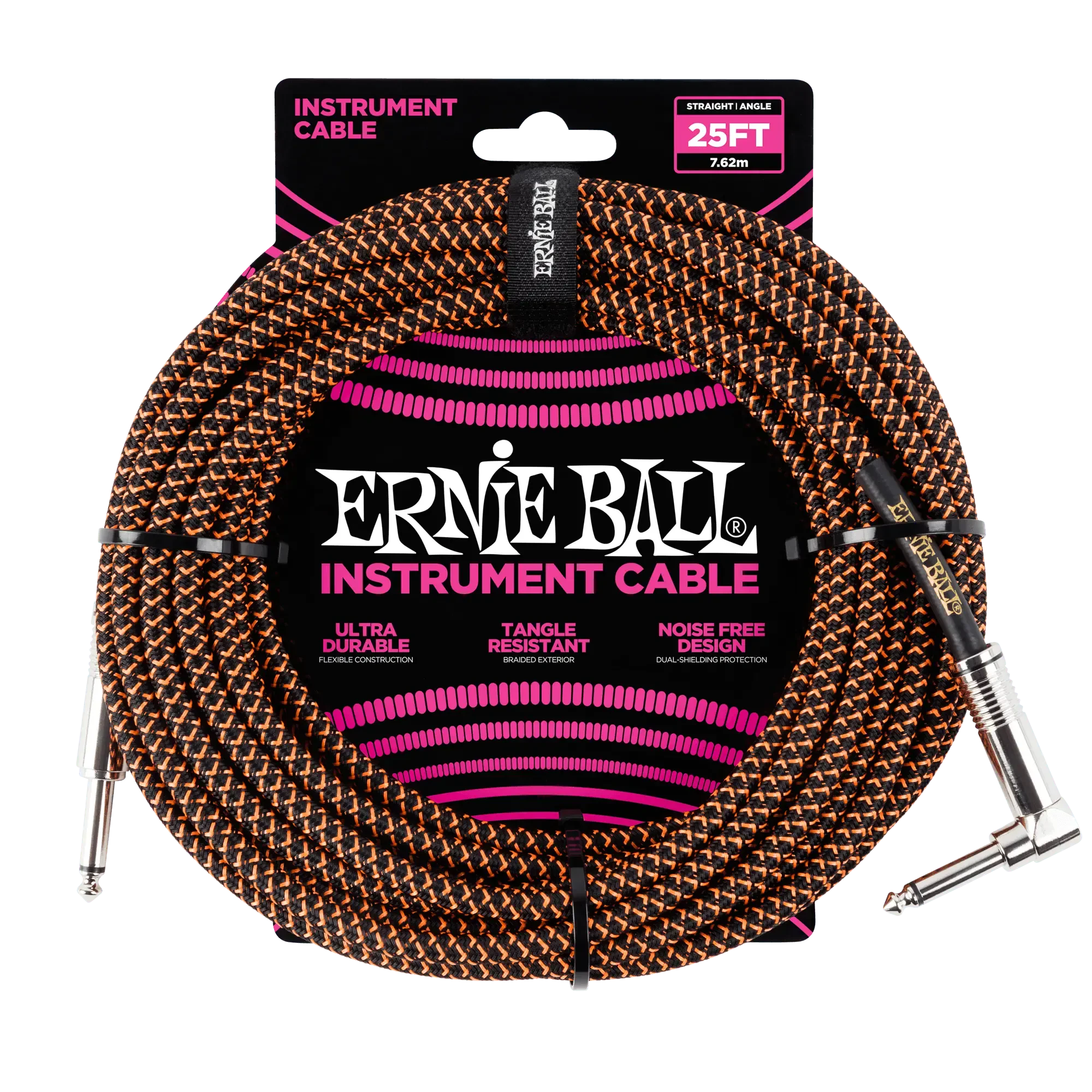Инструментальный кабель Ernie Ball 6064 7.5м Braided Orange