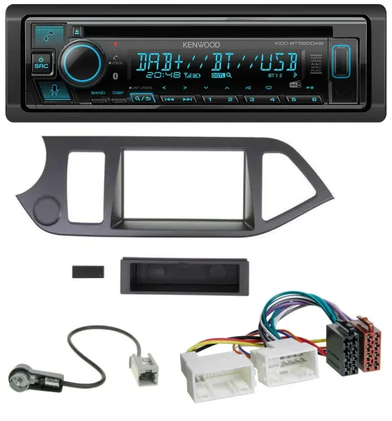 Kenwood Bluetooth DAB CD MP3 USB Autoradio für Kia Picanto ab 2011 ohne Start-St