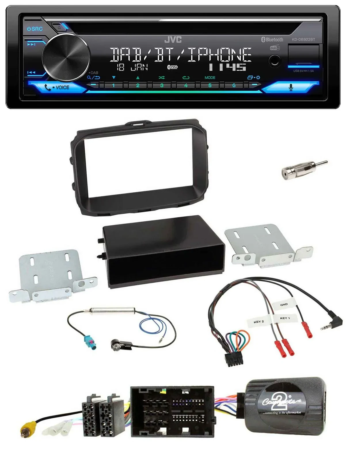 Автомагнитола для Alfa Romeo Giulietta (940) 2014– JVC Bluetooth, USB, DAB, CD