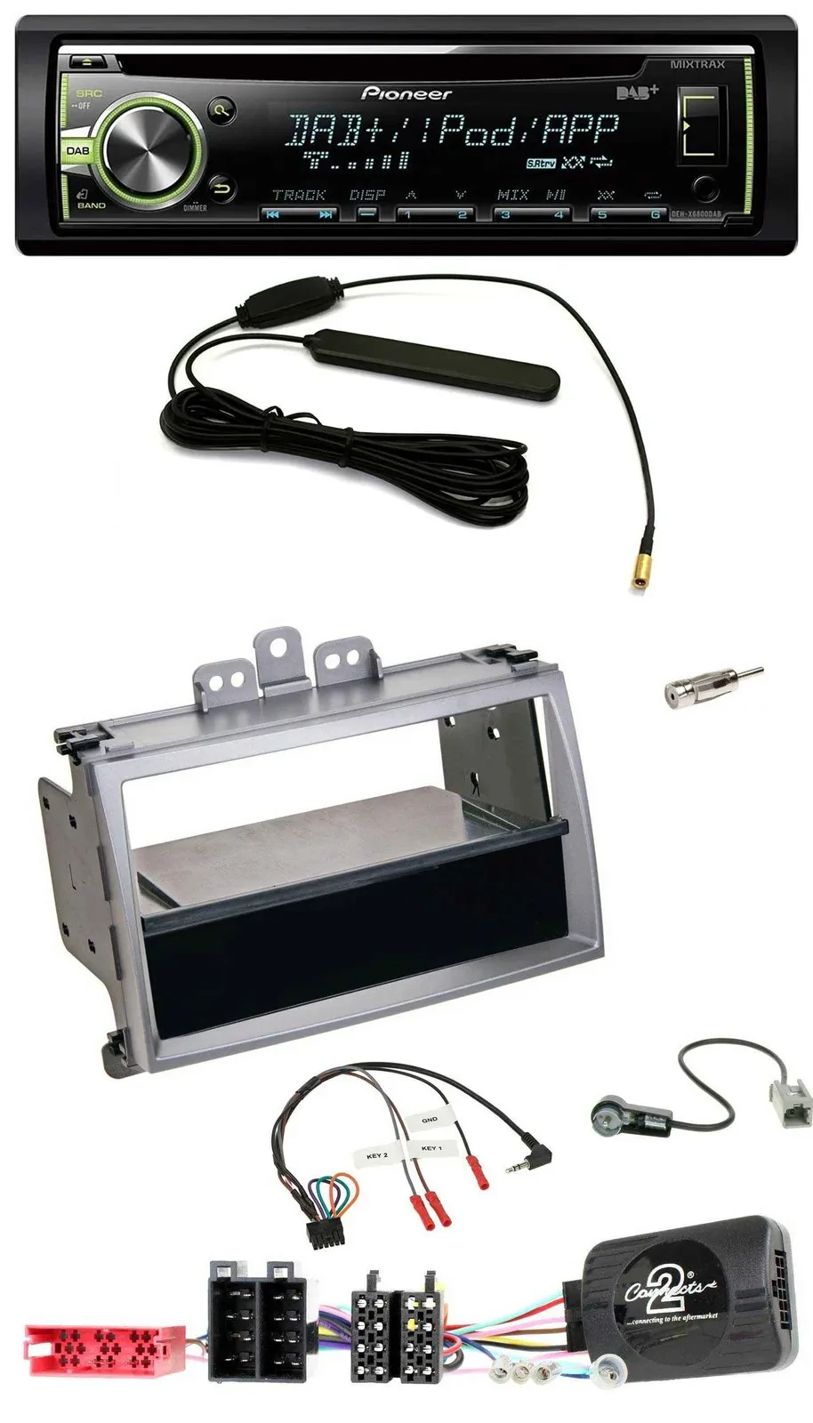 Pioneer MP3 USB CD DAB Lenkrad Autoradio für Hyundai i20 ISO 2009-2011 silber