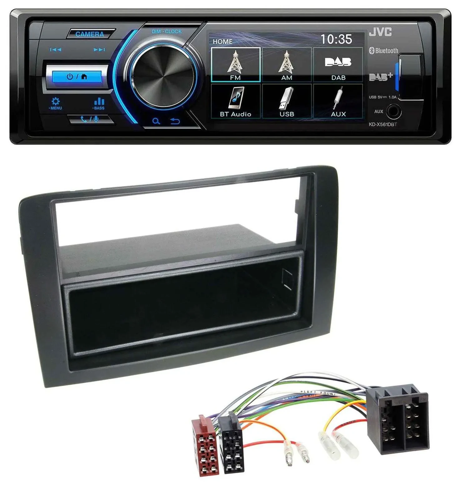 JVC Bluetooth MP3 USB DAB Autoradio für Fiat Idea (350 03-11) schwarz