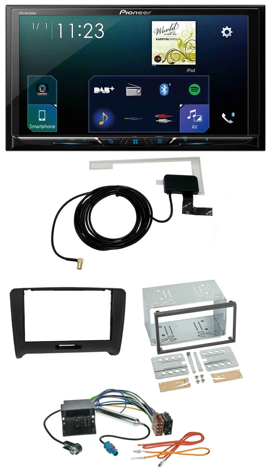 Автомагнитола для Audi TT (2006–2014) Pioneer 2 DIN DAB USB MP3 Bluetooth Quadlock