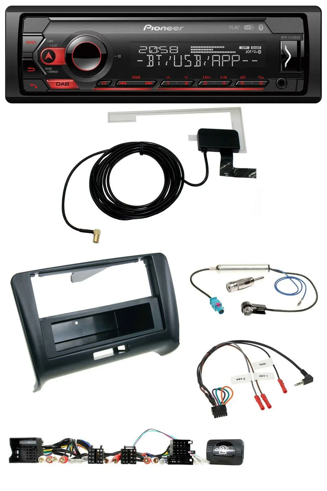 Pioneer DAB USB Lenkrad Bluetooth Autoradio für Audi TT (2006-2014)