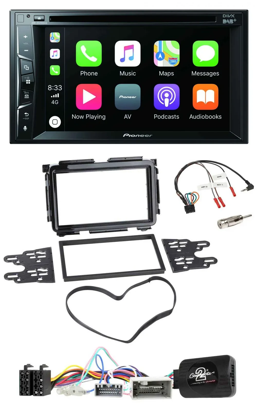 Pioneer Lenkrad USB DVD Bluetooth DAB 2DIN Autoradio für Honda HR-V RU ab 2015 s