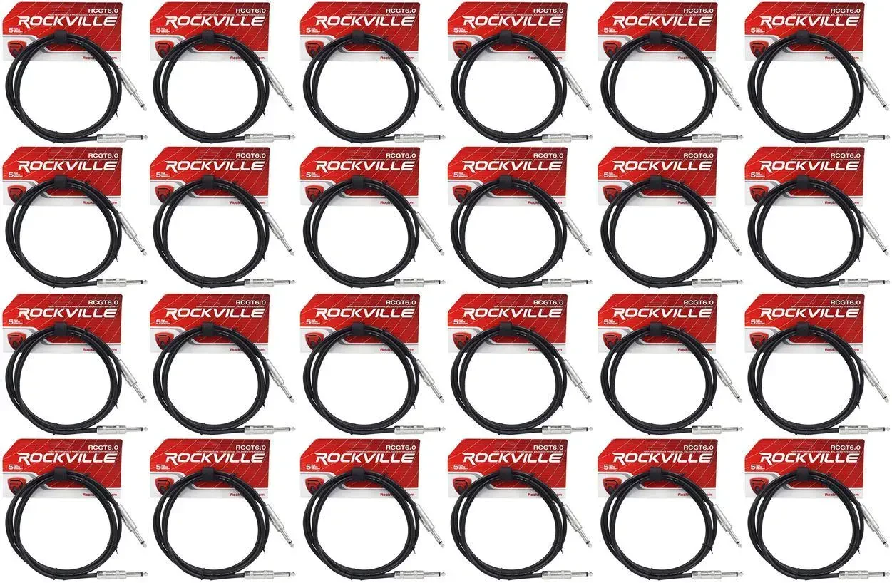 Инструментальный кабель Rockville RCGT6.0B Black 1.8 м (24 штуки)