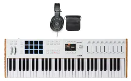 Arturia KEYLAB 61-Key Mk3 White Keyboard Controller+Audio Technica Headphones