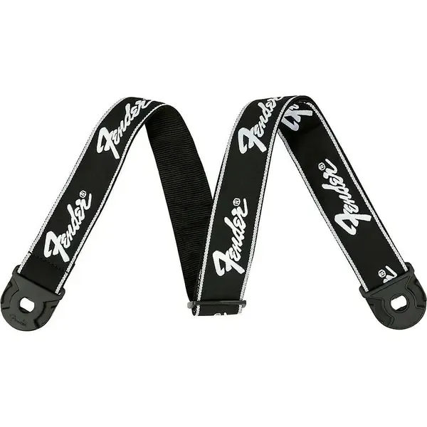 Гитарный ремень Fender Quick Grip Locking End Running Logo Strap Black