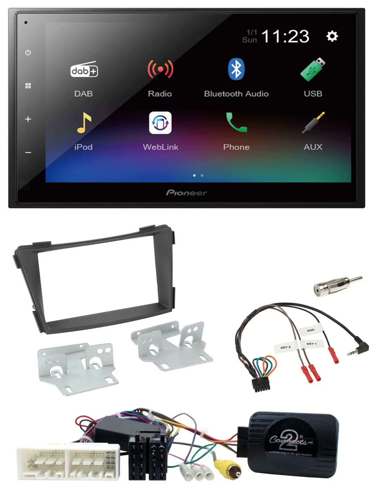 Автомагнитола для Hyundai i40 VF (с 2016) Pioneer 2-DIN, DAB, Bluetooth, USB, черный