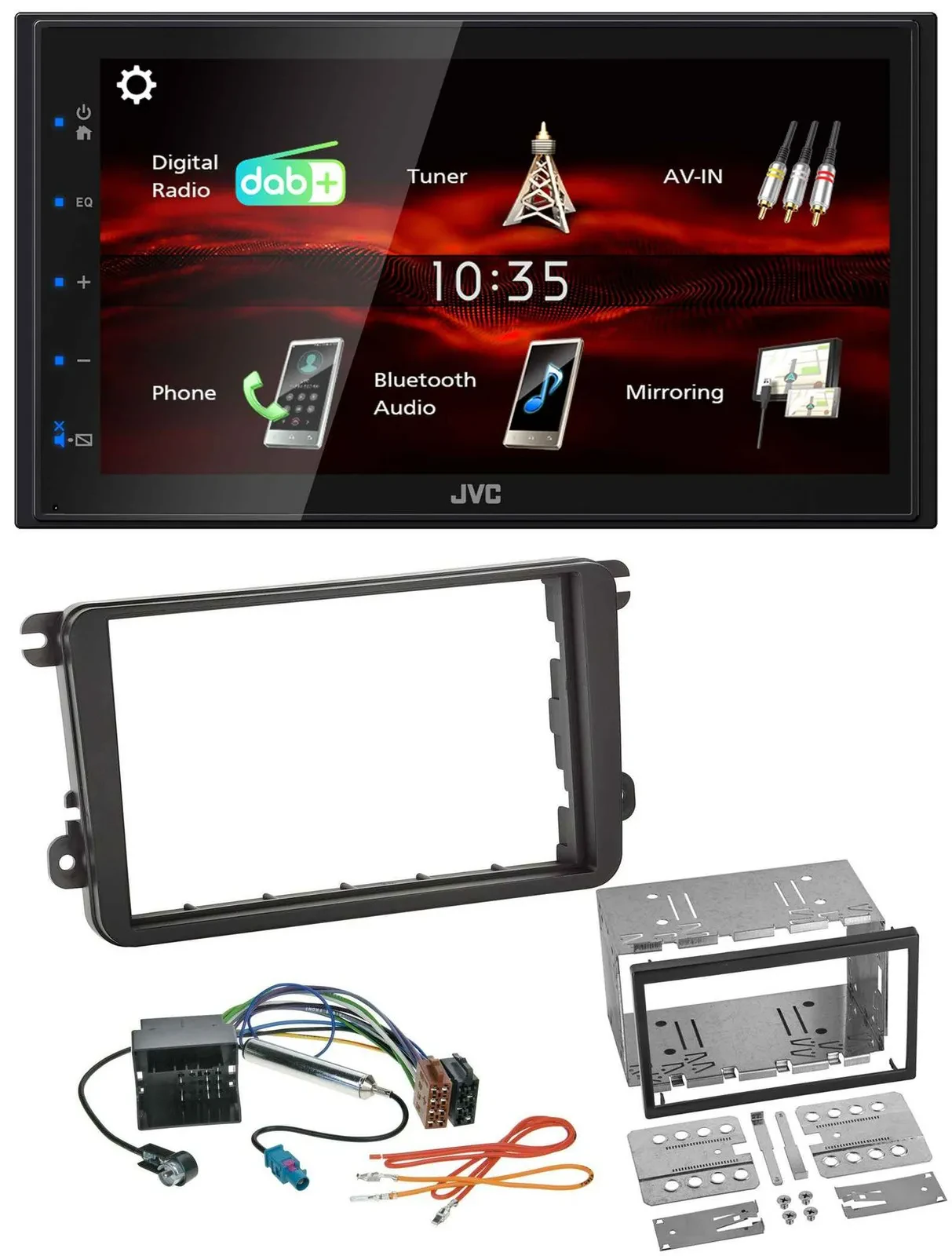 JVC USB Bluetooth MP3 DAB 2DIN Autoradio für VW Amarok ab 10 Beetle ab 11 EOS ab