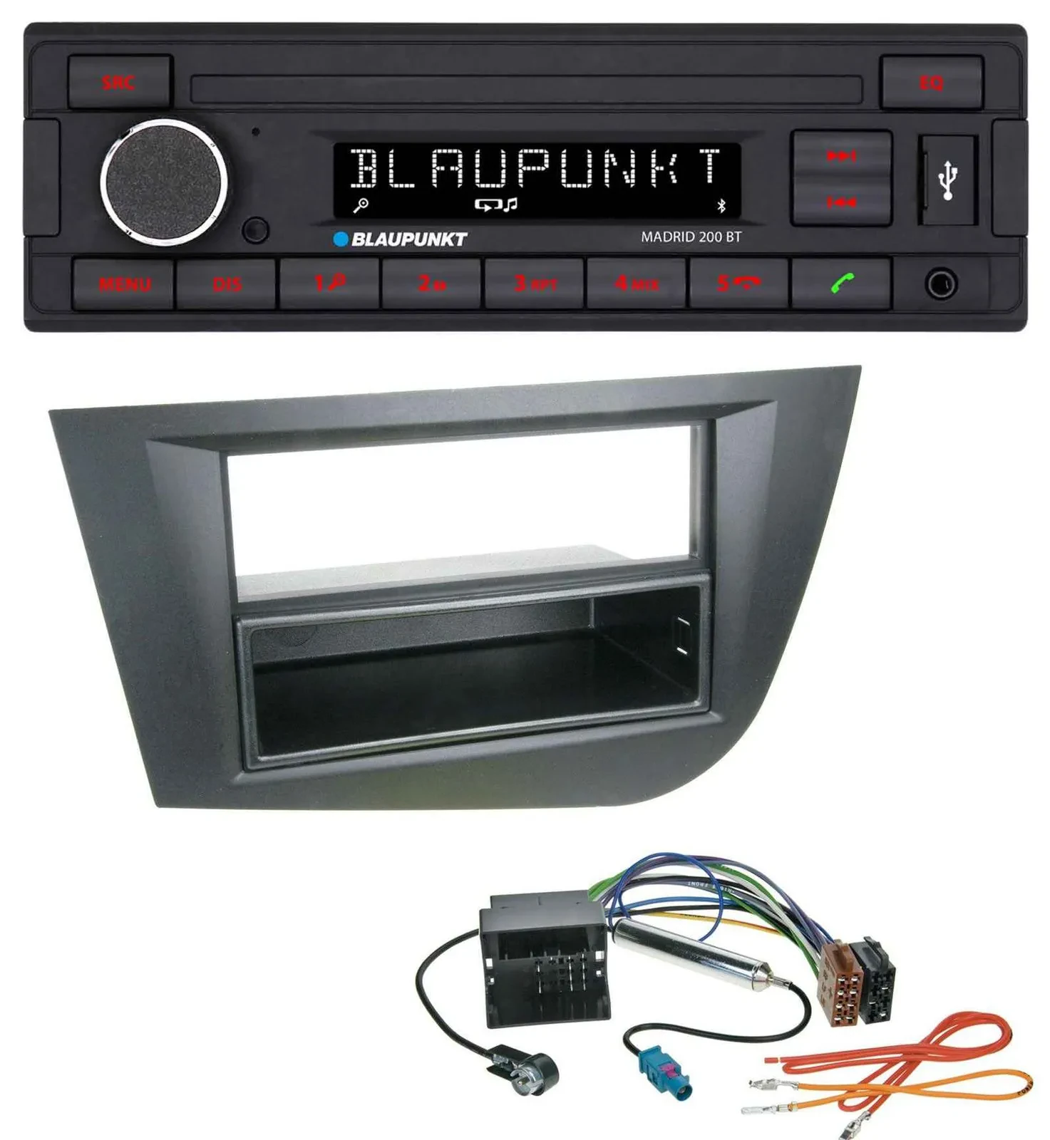 Blaupunkt USB AUX Bluetooth MP3 Autoradio für Seat Leon (ab 05) - schwarz