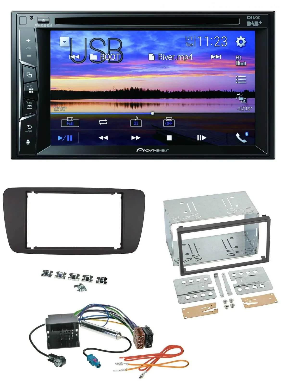 Pioneer Bluetooth 2DIN USB DVD DAB MP3 Autoradio für Seat Ibiza ab 08 azabachesc
