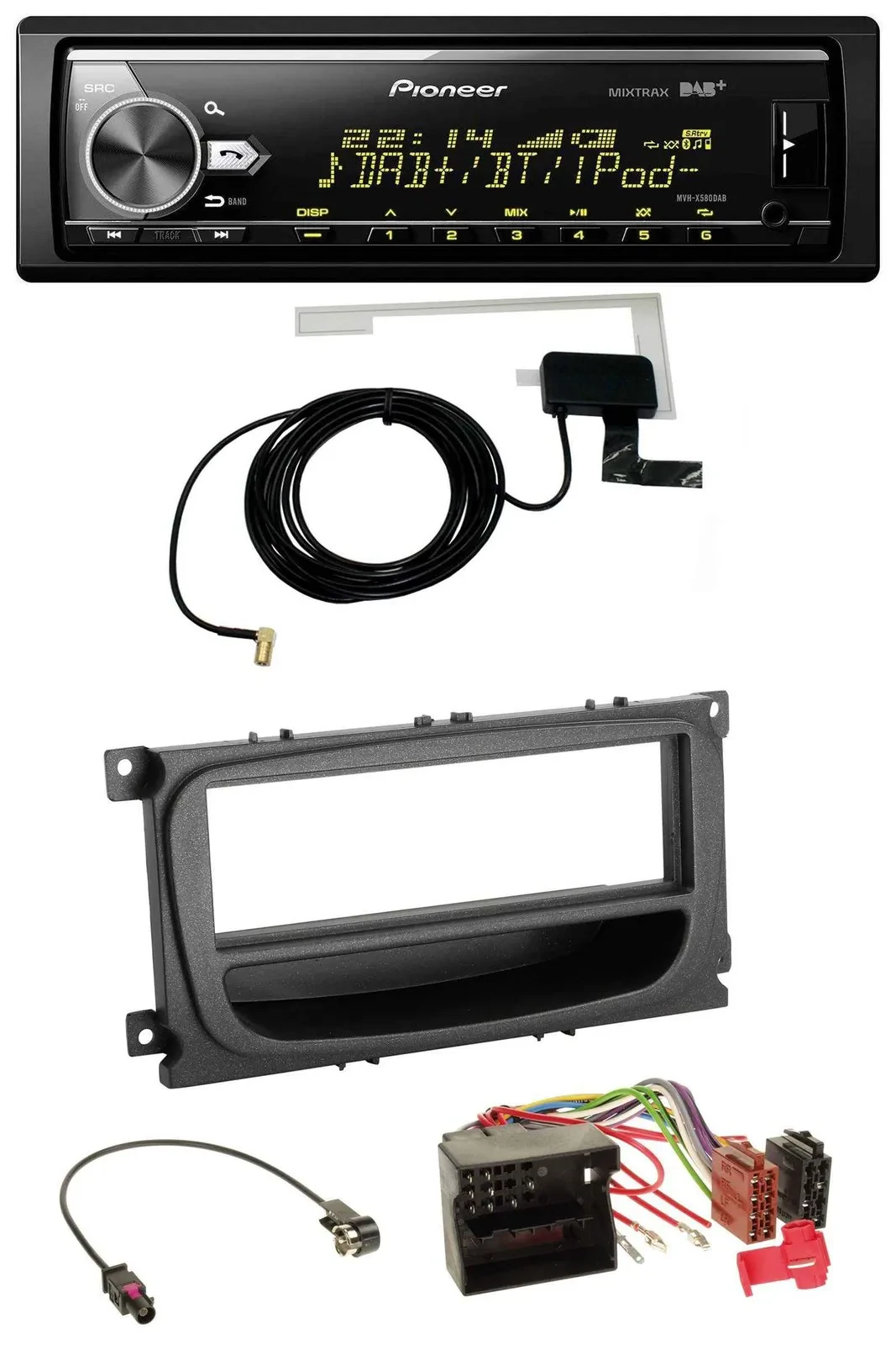 Автомагнитола Pioneer Bluetooth DAB USB MP3 для Ford Mondeo/S-Max (2007–2014) с карманом