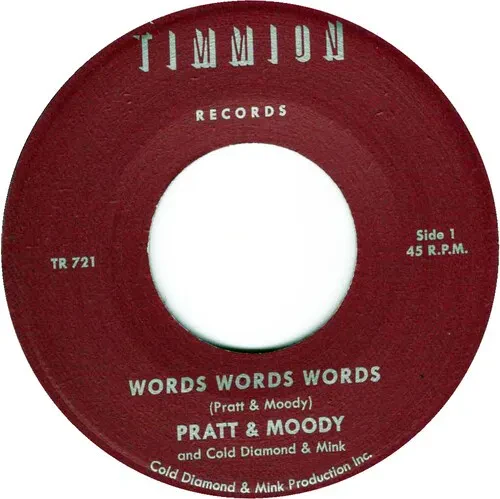 Виниловая пластинка Pratt & Moody - Words Words Words/Words Words Words (Instrumental) [New 7" Vinyl