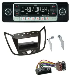 Dietz USB DAB MP3 Bluetooth Autoradio für Ford C-Max / Kuga - dunkelbraun