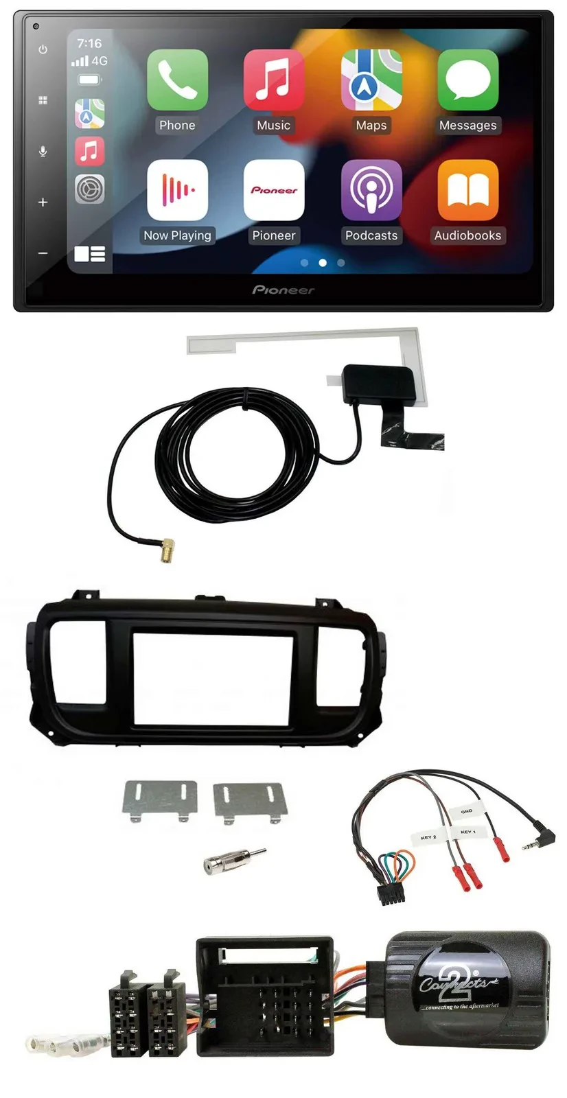 Pioneer Lenkrad USB Bluetooth DAB 2DIN Autoradio für Toyota Proace Citroen Jumpy