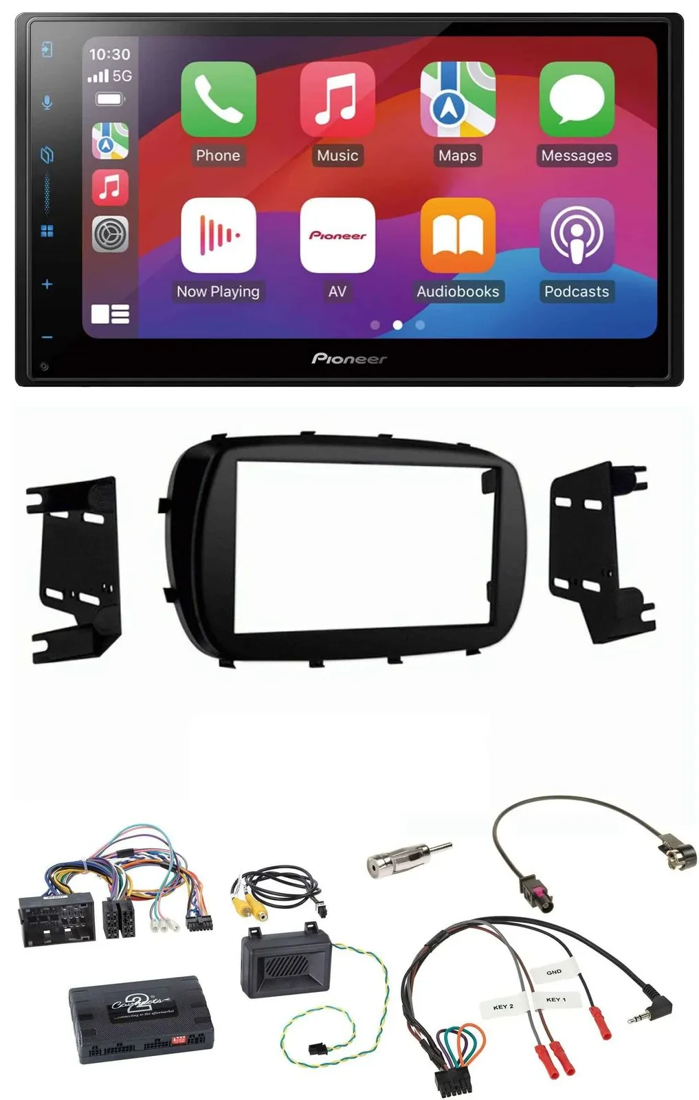 Автомагнитола для Fiat 500X Pioneer 2DIN, DAB, USB, Bluetooth, поддержка кнопок на руле