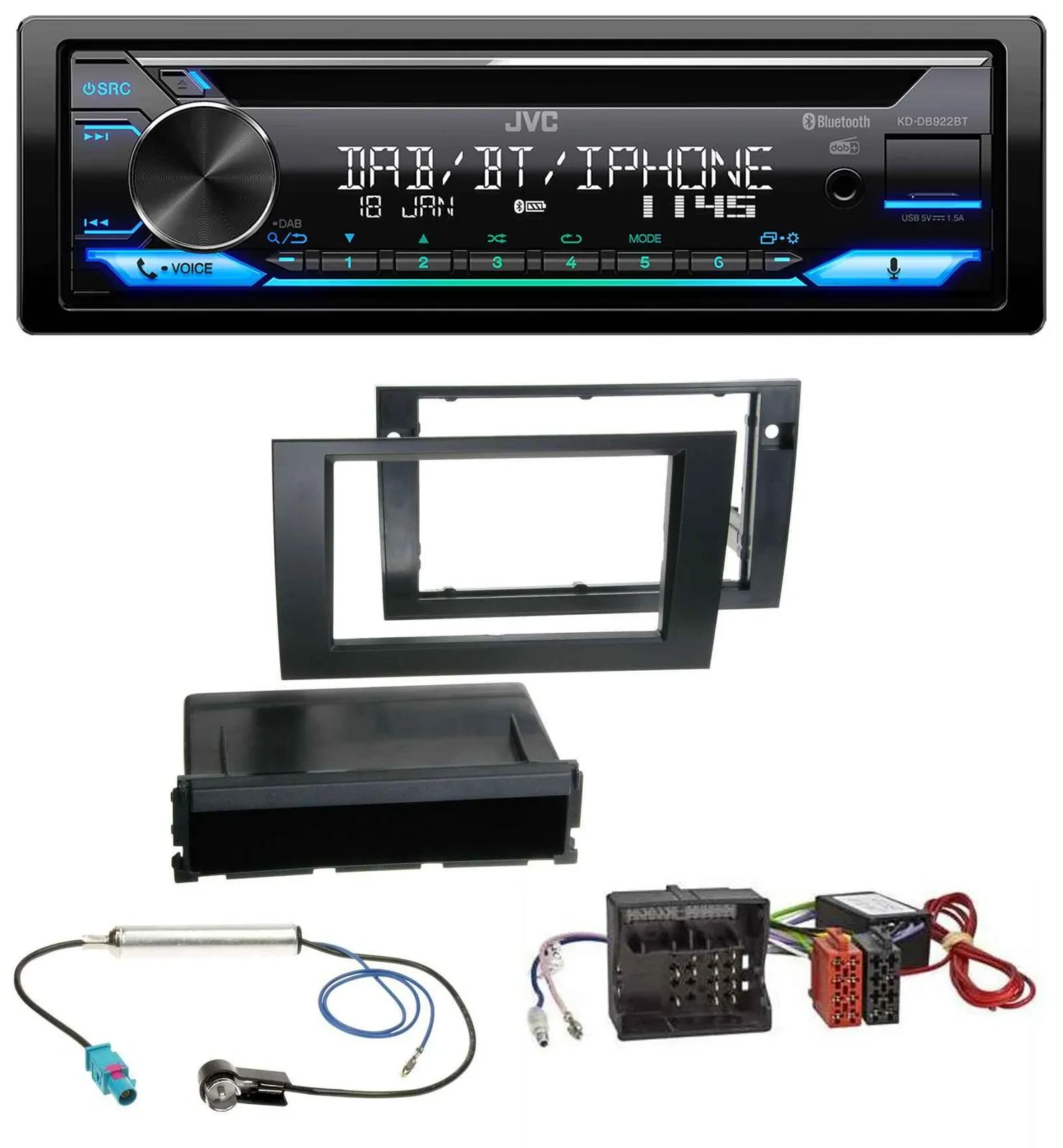 JVC Bluetooth MP3 USB DAB CD Autoradio für Audi A4 B7 04-08 Symphony Aktivsystem