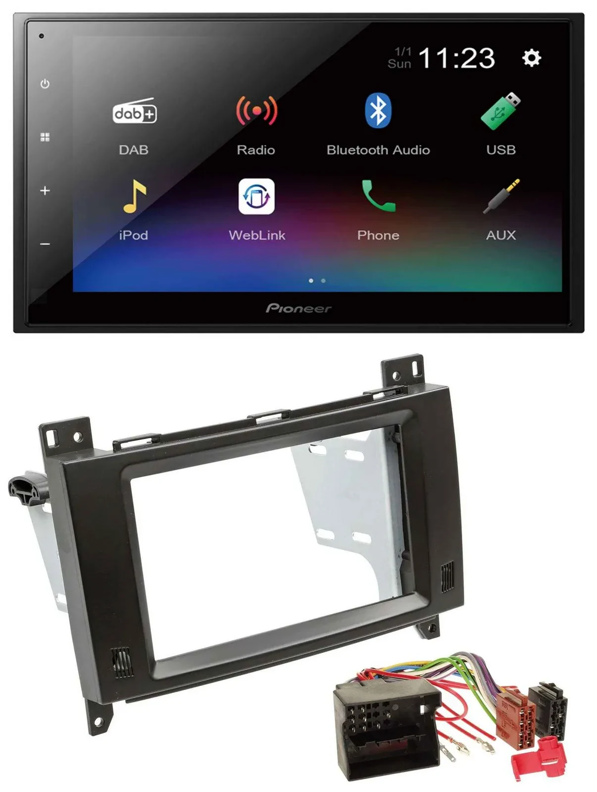 Автомагнитола Pioneer 2DIN USB Bluetooth DAB MP3 для Mercedes A-/B-Class 2004–2012 черная