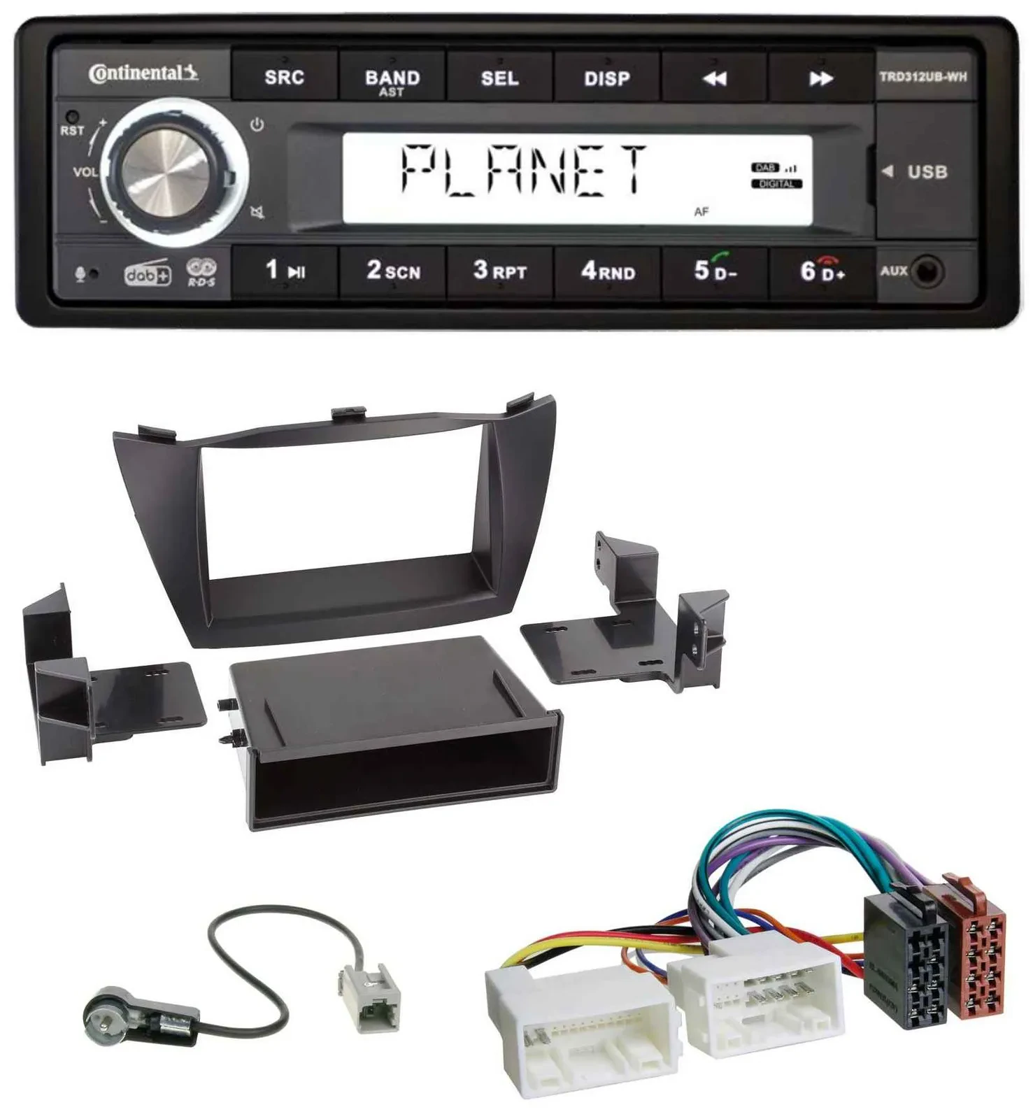 Continental USB 1DIN AUX DAB MP3 Autoradio für Hyundai Tucson (2010-2015)