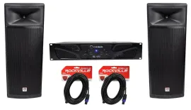Crown Pro XLi1500 900w 2 Channel DJ/PA Power Amplifier+Dual 15” Speakers+Cables