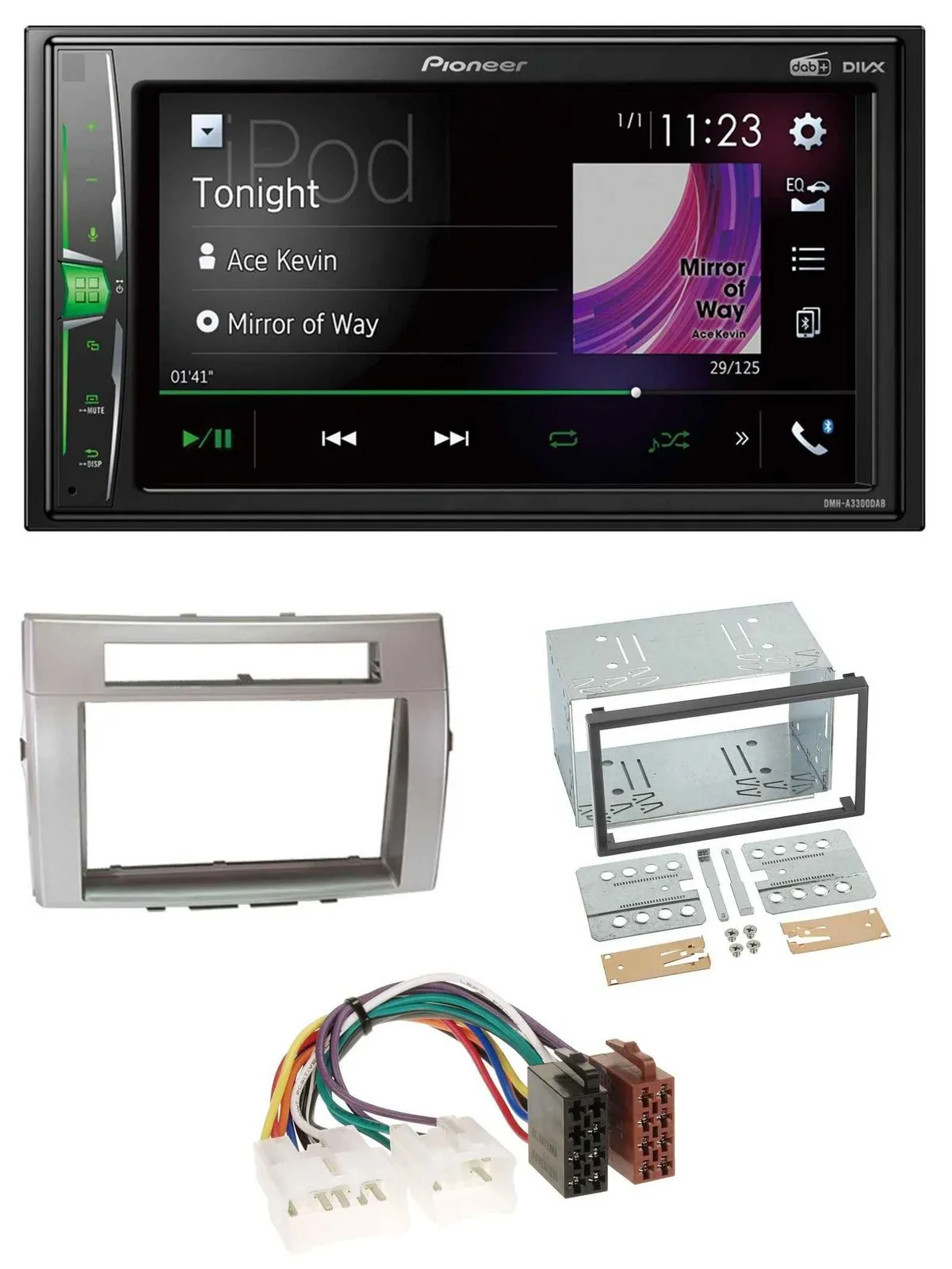 Автомагнитола Pioneer 2DIN MP3 DAB USB Bluetooth для Toyota Corolla Verso 2004-2009 серебристая