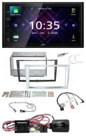 JVC DAB 2DIN Lenkrad Bluetooth USB Autoradio für Opel Corsa D matt-chrom 09-14