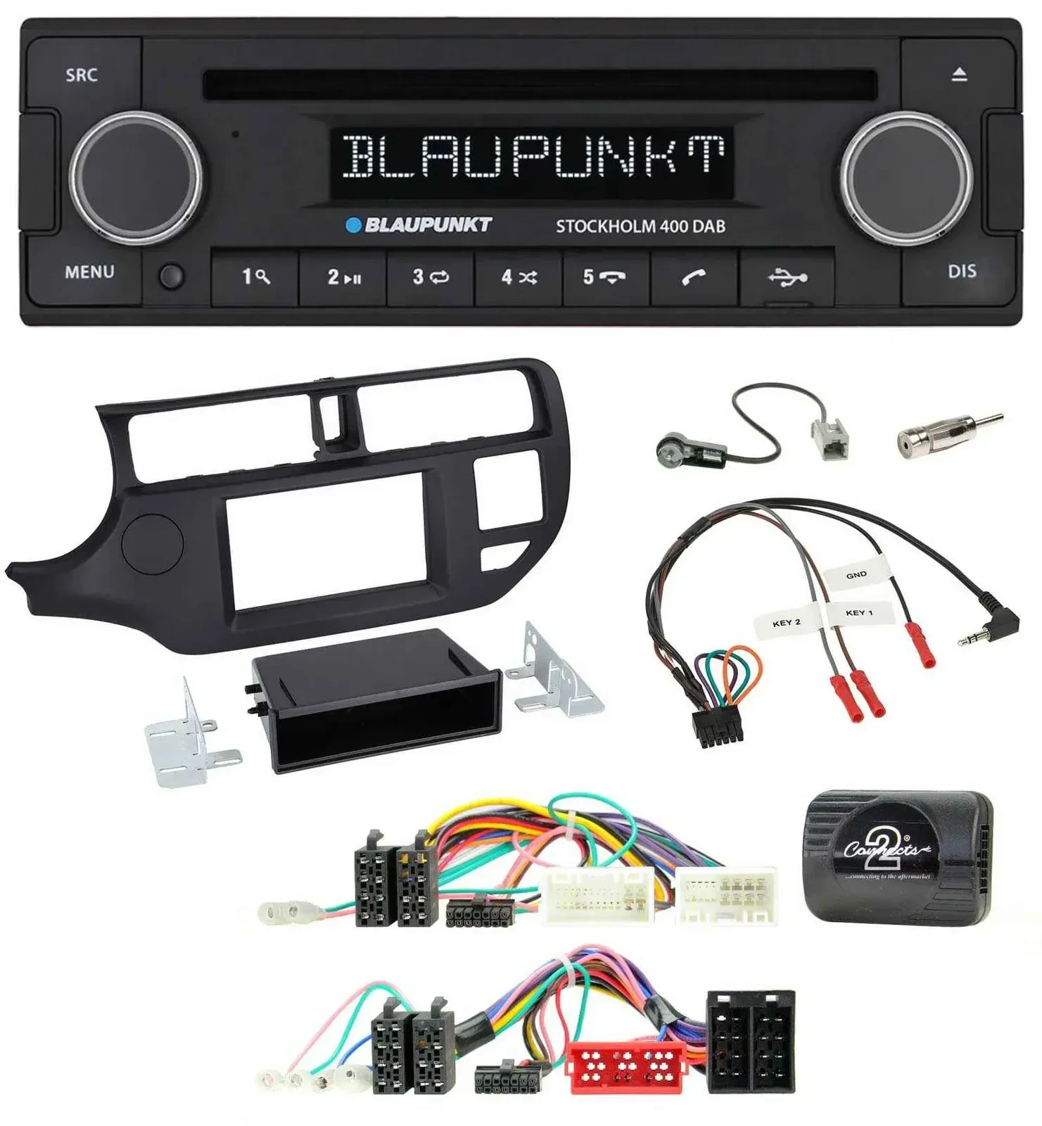 Blaupunkt Lenkrad Bluetooth DAB CD USB Autoradio für Kia Rio UB 2011-2015 schwar
