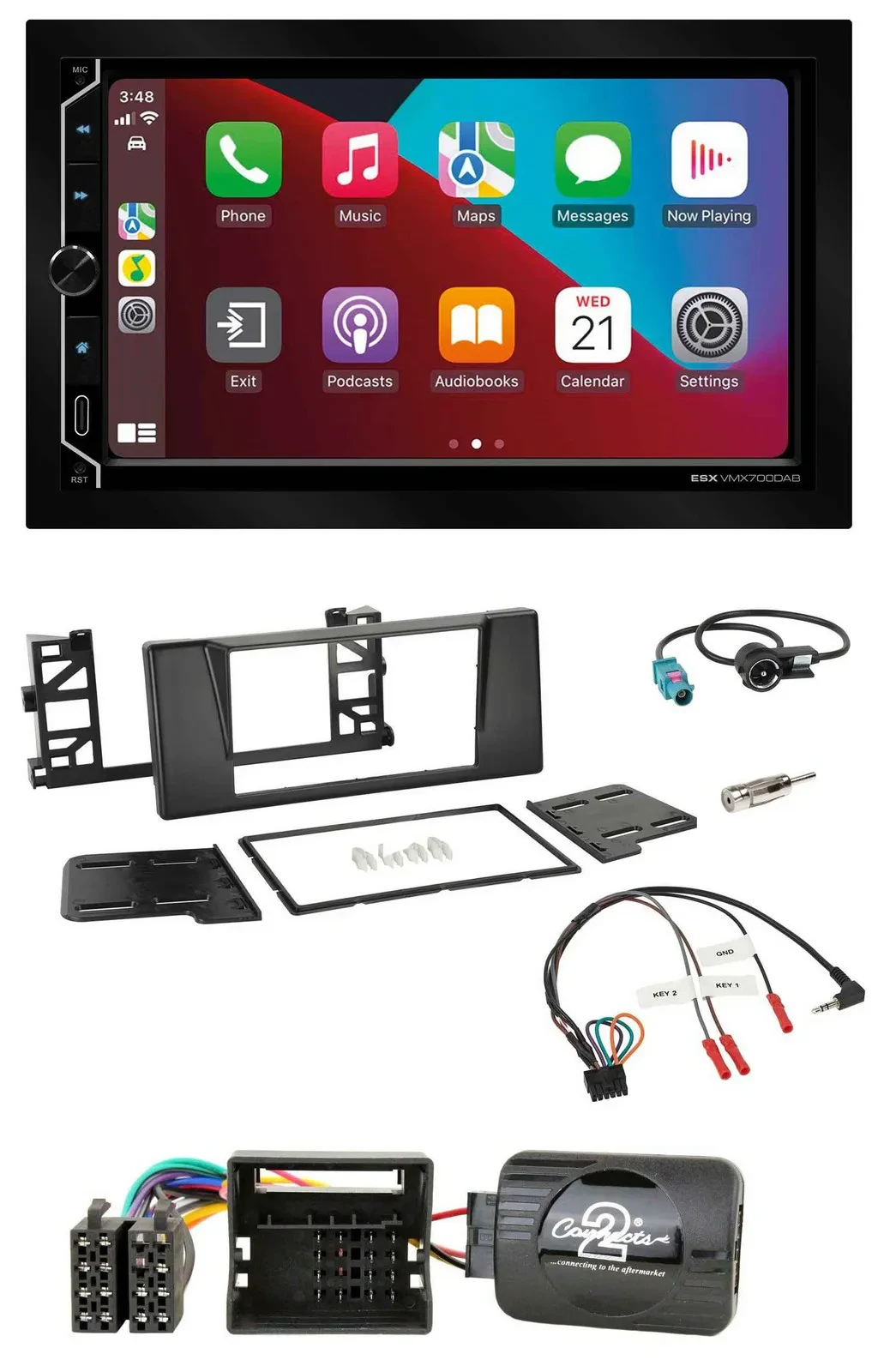 ESX 2DIN DAB USB Lenkrad Bluetooth Autoradio für BMW 5er E39 01-04 Aktivsystem
