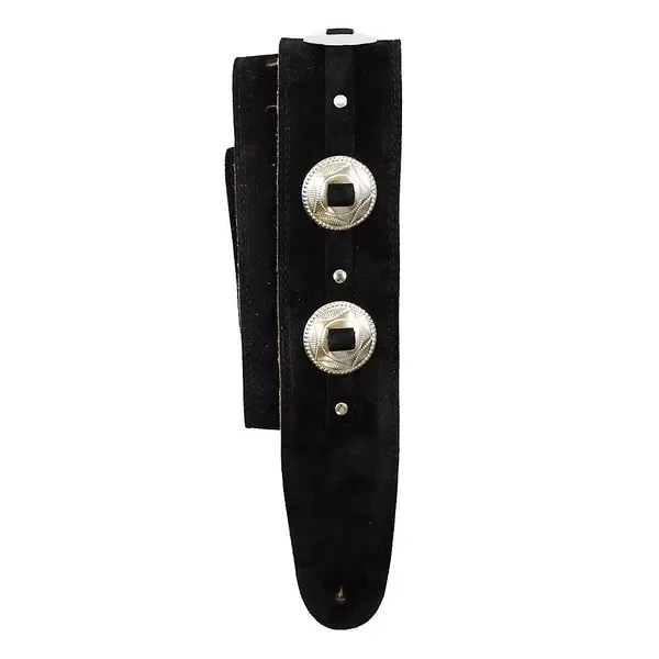 Perri's Silver Conchos Suede Guitar Strap Black 2.5 in.