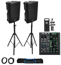 Активная акустическая система для DJ Mackie Thump15 V4 + ProFX6v3 (набор): 2x 15" 1400W, стойки, микрофон