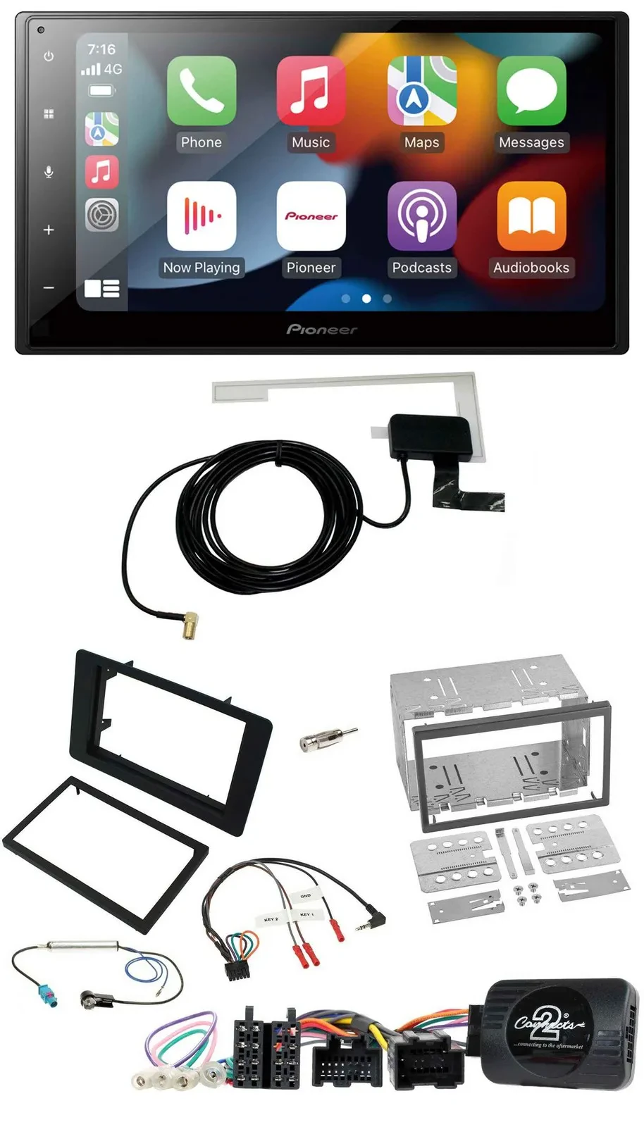 Pioneer Lenkrad USB Bluetooth DAB 2DIN Autoradio für Saab 9-5 2008-2010