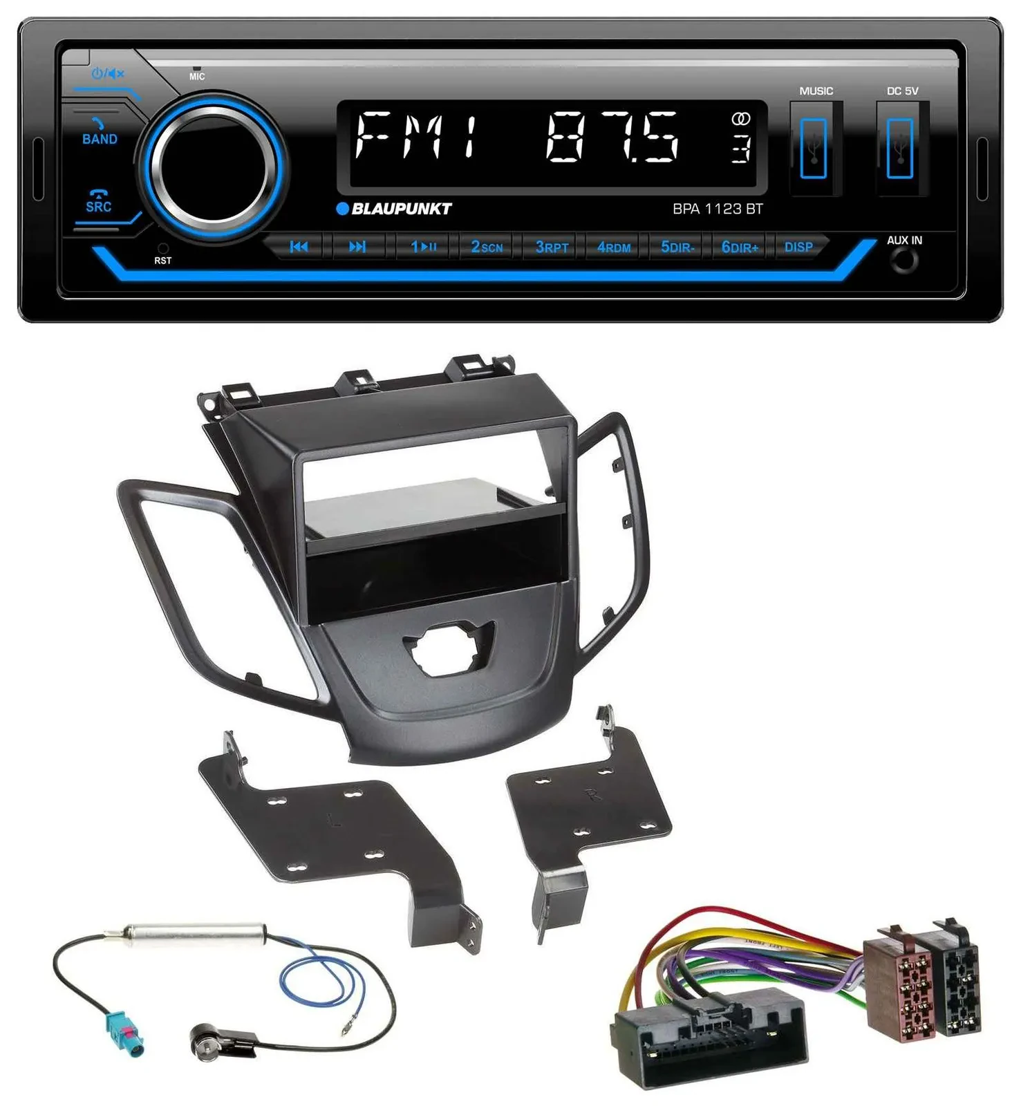 Blaupunkt MP3 Bluetooth USB AUX Autoradio für Ford Fiesta 10-17 JA8 ohne Display