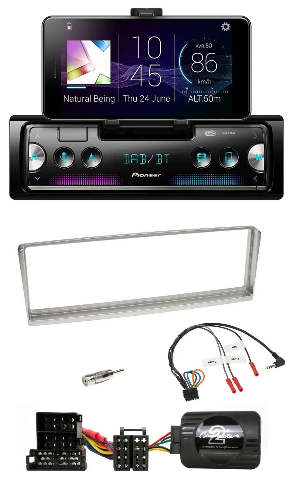 Pioneer USB Lenkrad Bluetooth DAB Autoradio für Alfa Romeo 156 2002-2003 silber