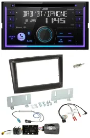 Автомагнитола JVC 2-DIN, DAB, Bluetooth, CD, USB, для Fiat Doblo (с 2015), черная, поддержка управления на руле