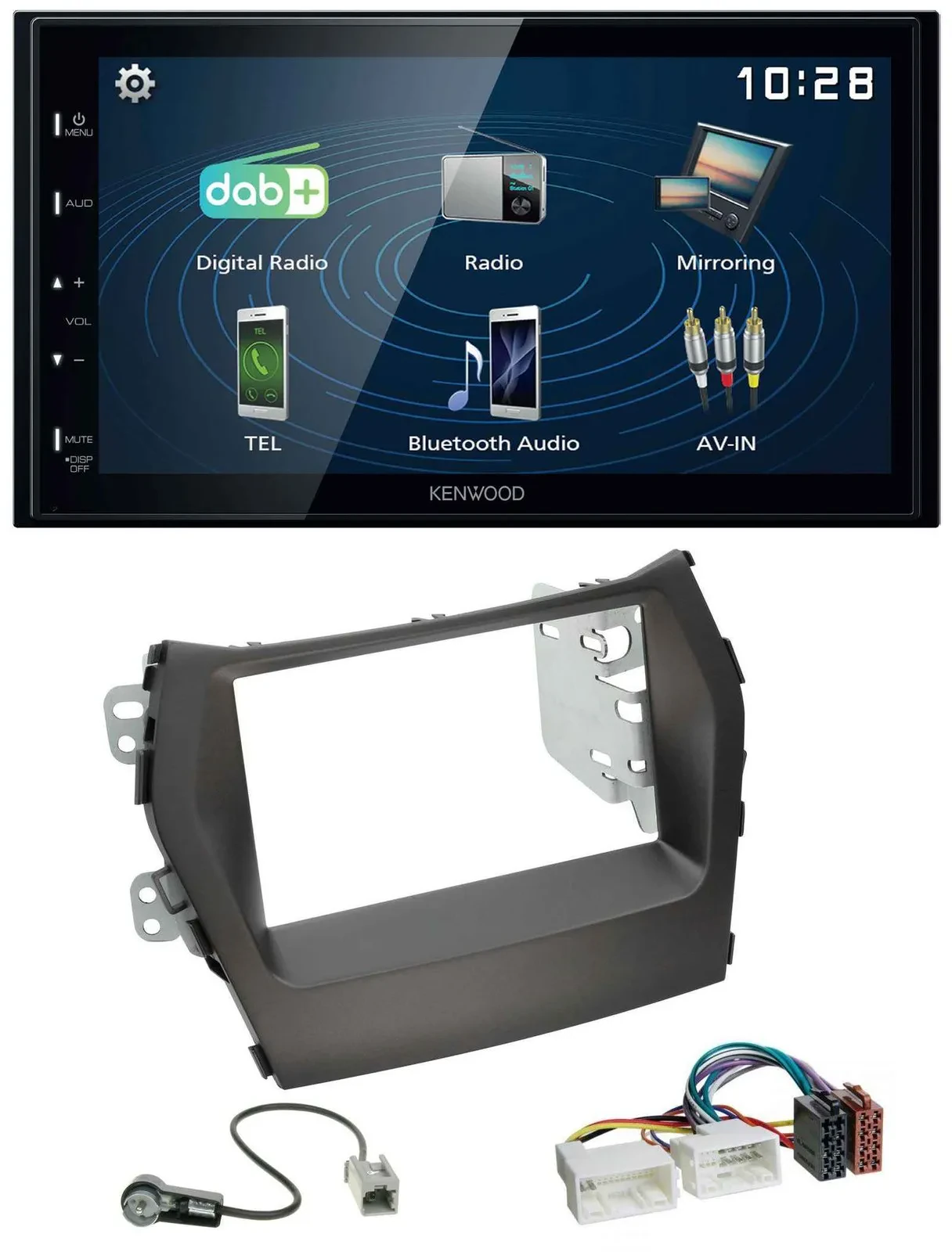 Kenwood 2DIN Bluetooth MP3 USB DAB Autoradio für Hyundai Santa Fe ab 12 ohne Nav