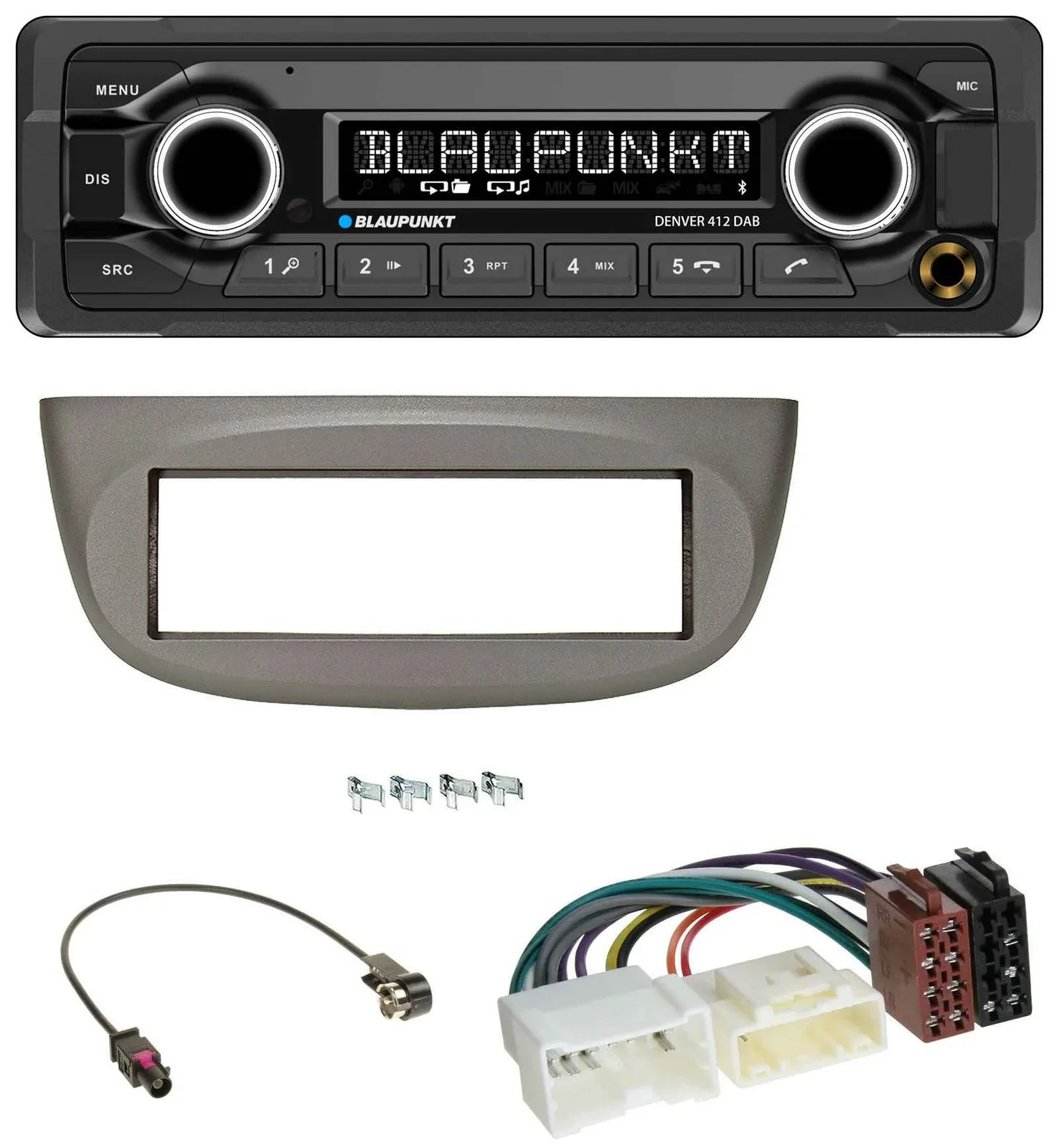 Blaupunkt Bluetooth DAB MP3 USB Autoradio für Renault Twingo ab 2012 beige-grau