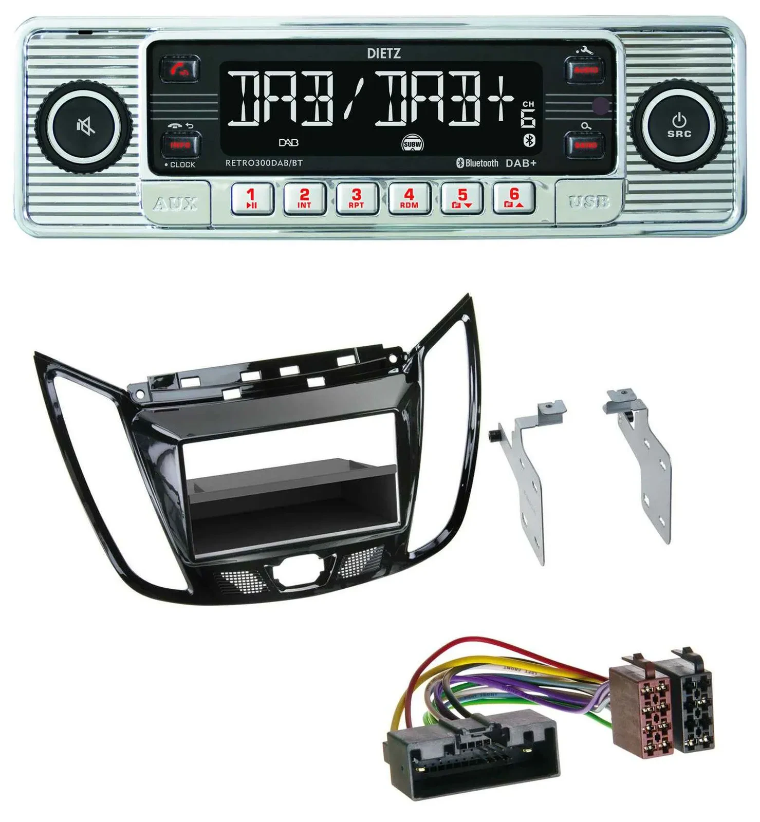 Dietz Bluetooth MP3 DAB USB Autoradio für Ford C-Max Kuga Klavierlack schwarz