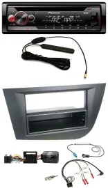 Автомагнитола Pioneer CD/USB/DAB/MP3 для Seat Leon (2005–2010), черная, совместима с кнопками на руле