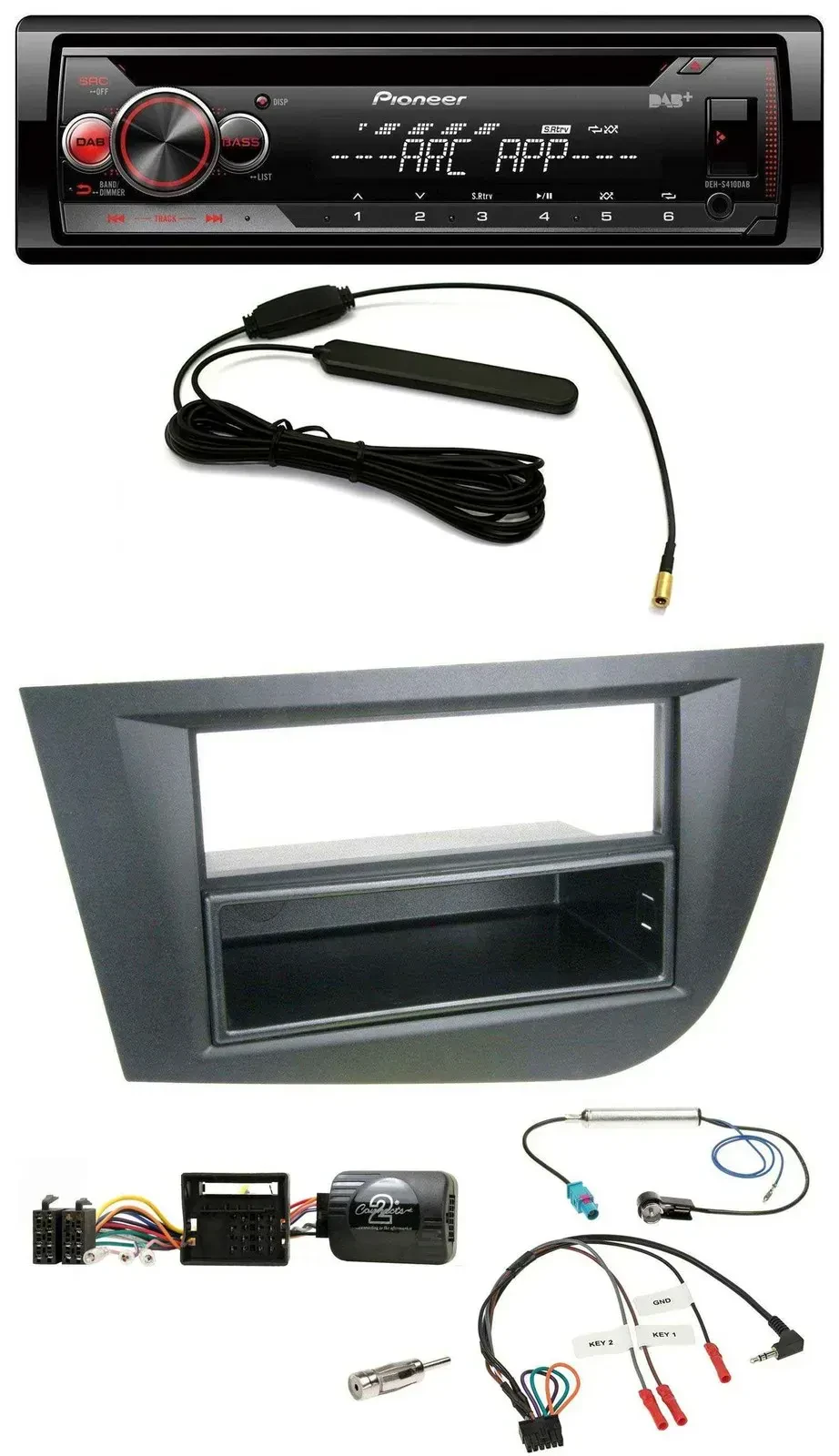 Автомагнитола Pioneer CD/USB/DAB/MP3 для Seat Leon (2005–2010), черная, совместима с кнопками на руле