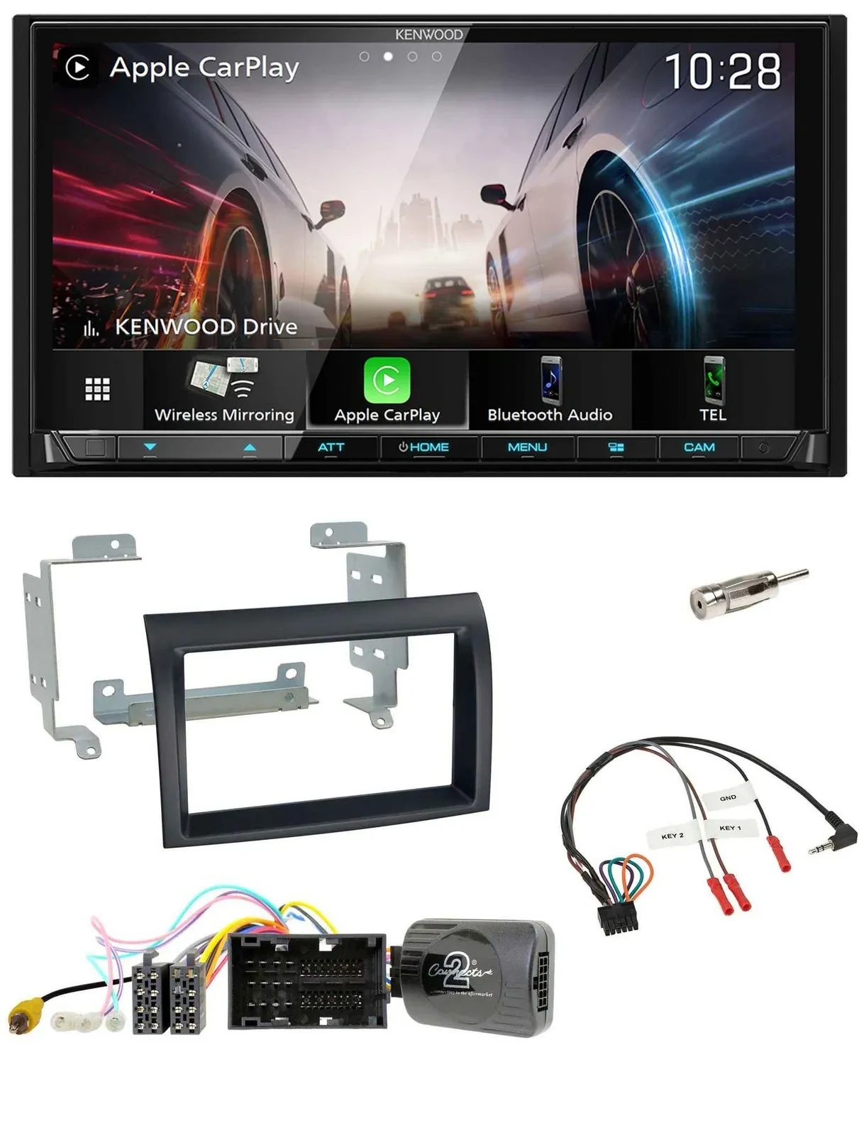 Kenwood Lenkrad 2DIN USB DAB Bluetooth Autoradio für Citroen Jumper ab 14 schwar