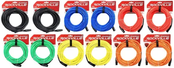 Микрофонный кабель Rockville RCXFM50P Multicolor 15.25 м (12 штук)