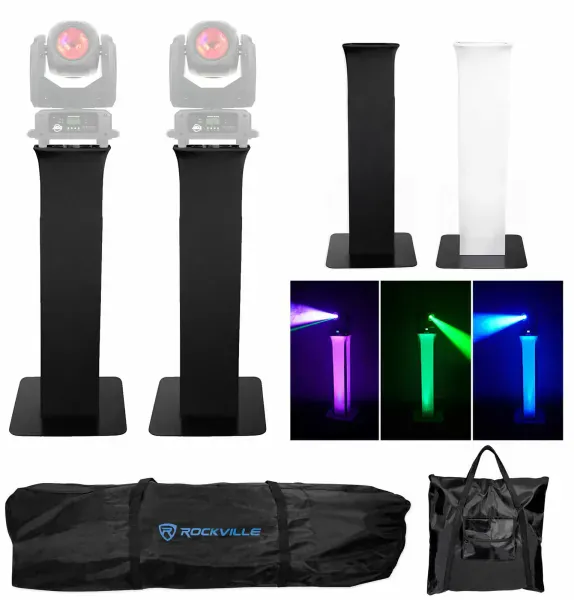 (2) Totem Stands+Black+White Scrims For (2) American DJ Vizi Beam RXONE Lights